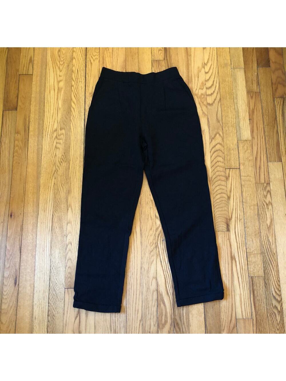 Les Serein NWT Women's Black Knit Pants Cuffed Elastic Waist - M